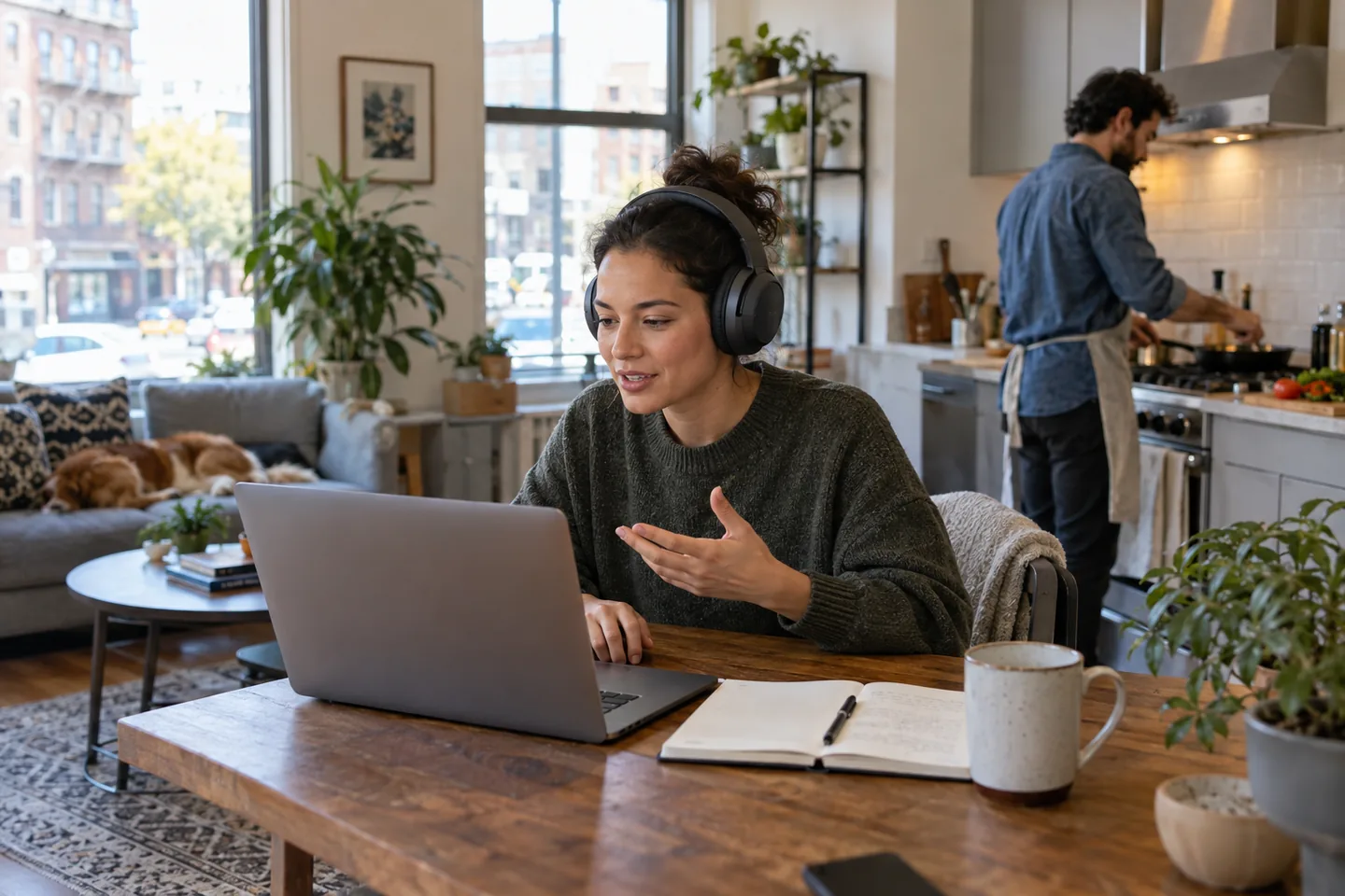 Lifestyle scene for Noise-Canceling Headphones for Shared Spaces