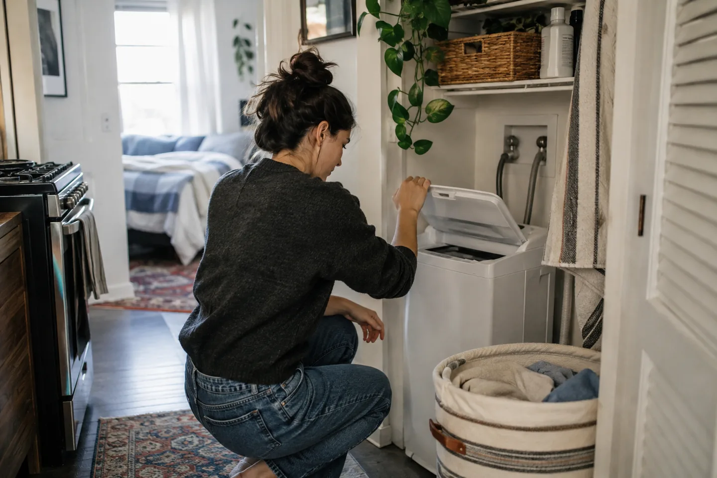 Lifestyle scene for Compact Washing Machines for Renters