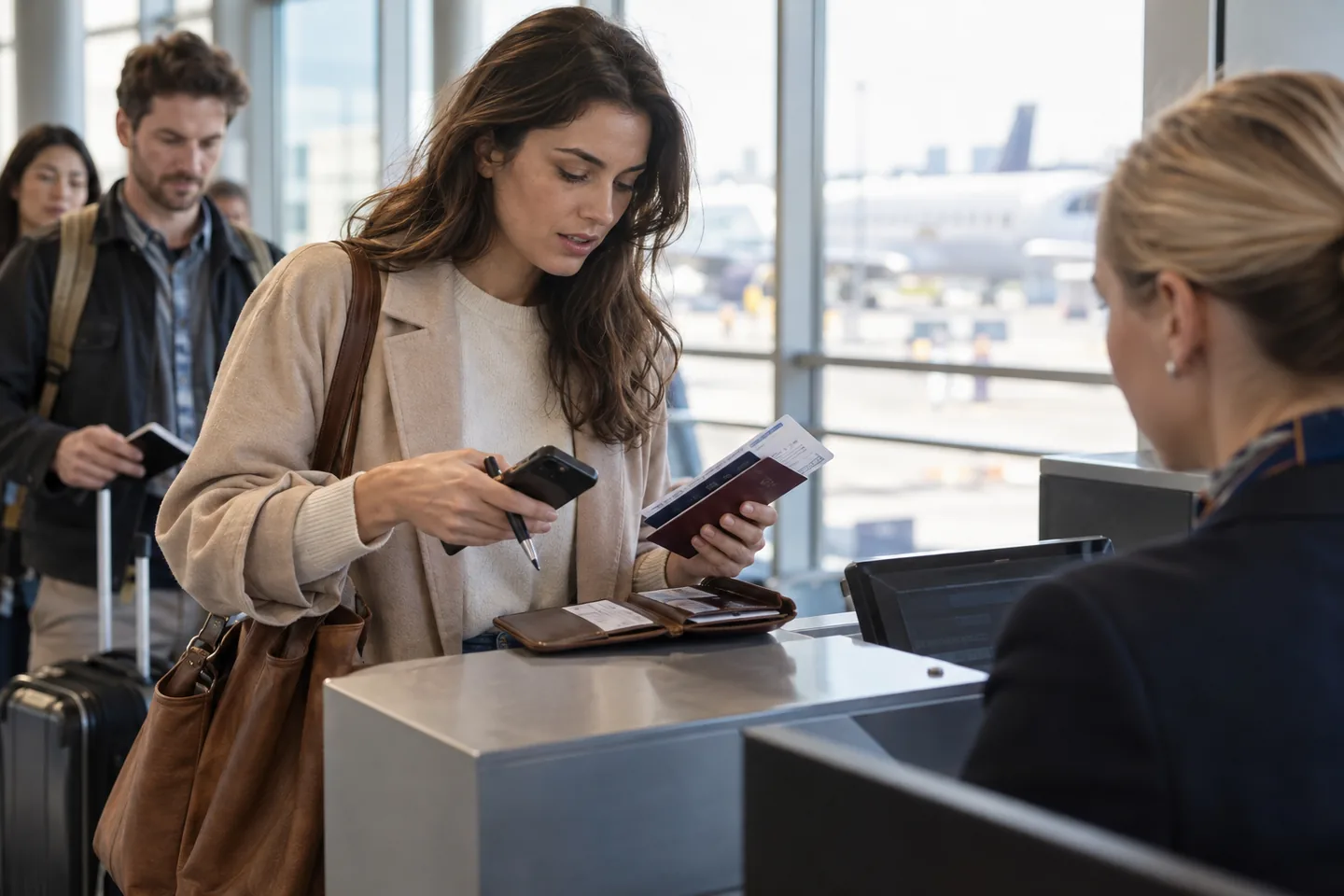 A realistic everyday scene illustrating travel wallet