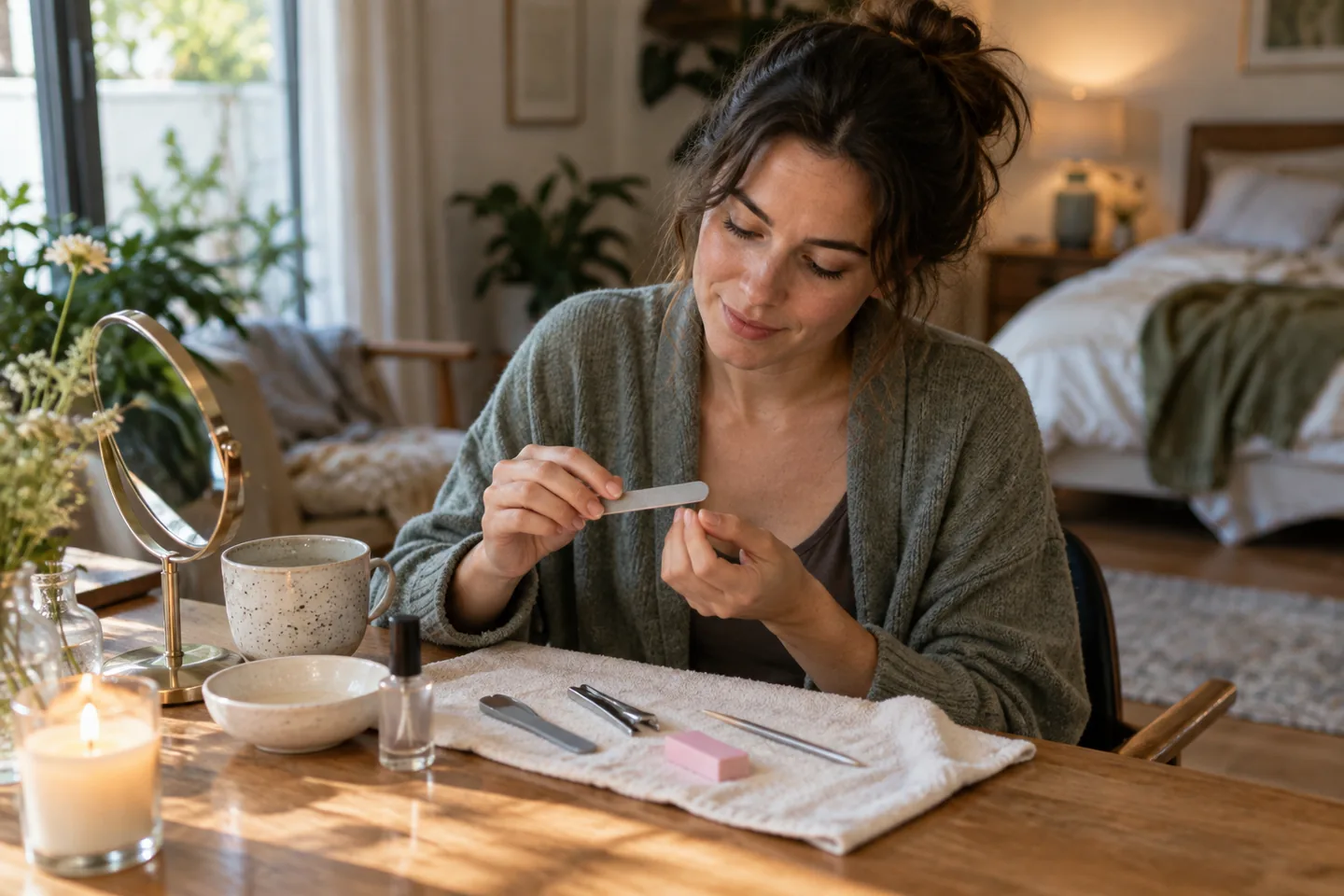 Lifestyle scene for At-Home Manicure Tools for a Simple Weekly Reset