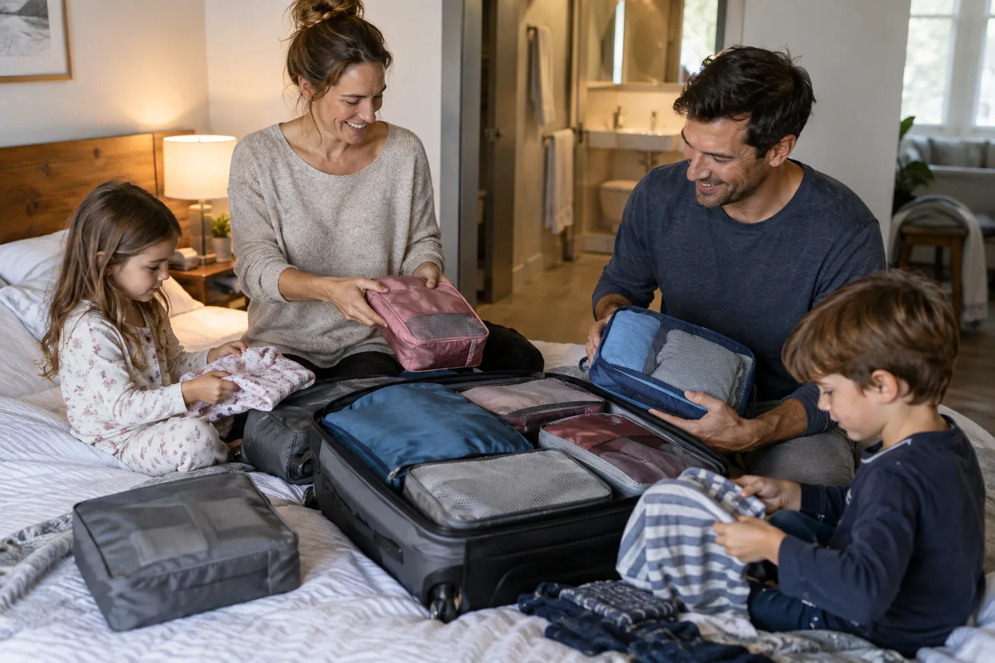 Lifestyle scene for Packing Cubes for Couples and Family Trips