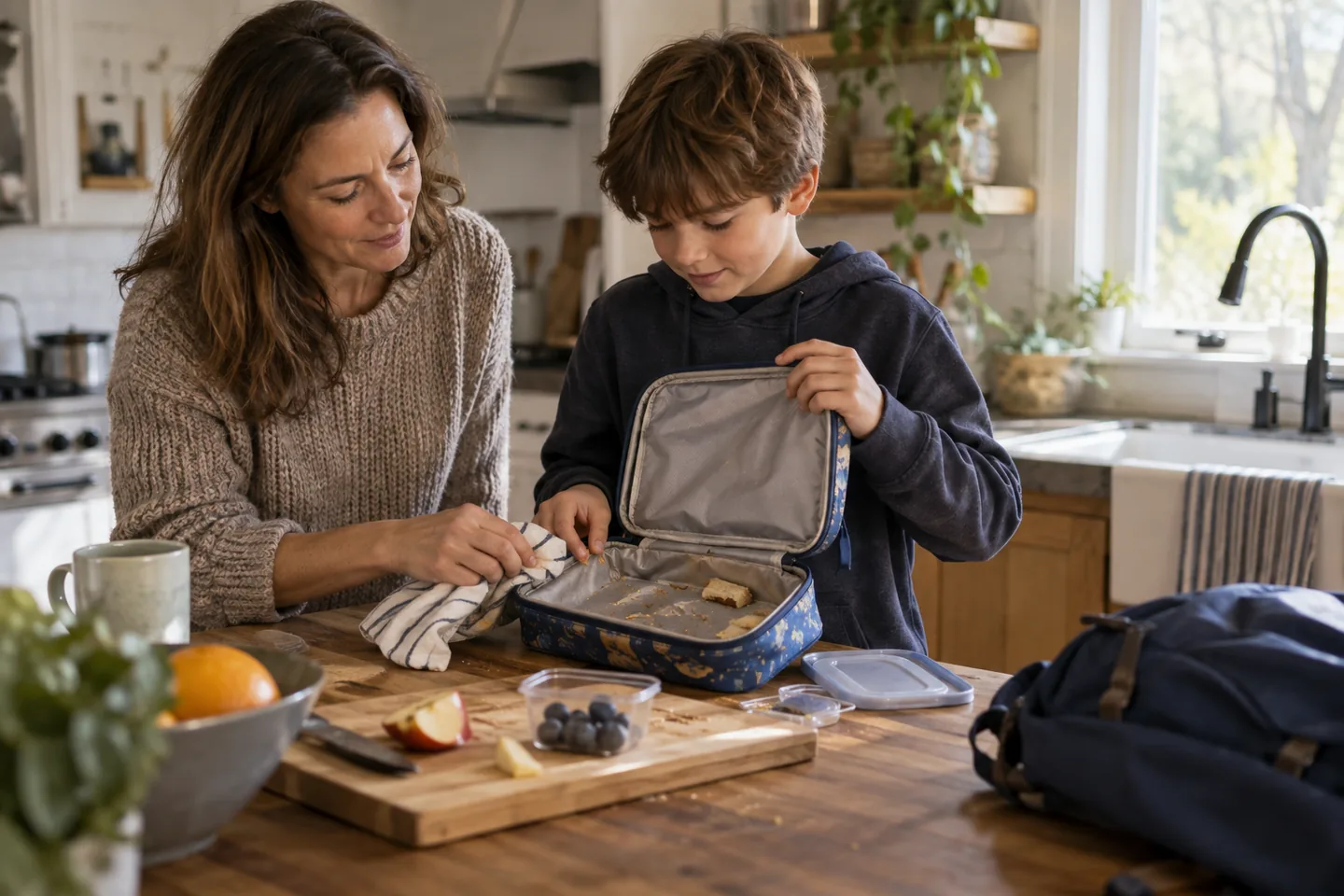 Lifestyle scene for Lunch Boxes for School Days and Real Cleanup